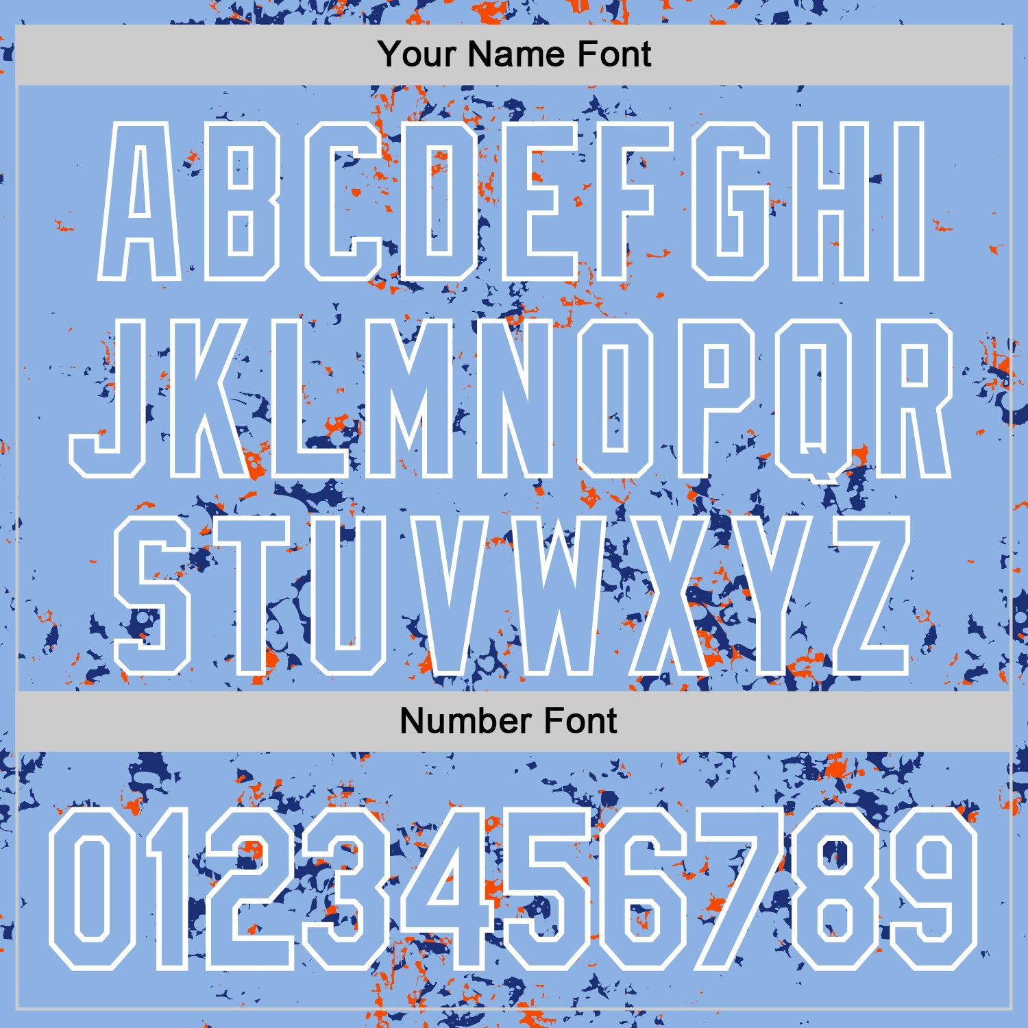 Custom Light Blue Royal Orange-White Fragment Pattern Bomber Full-Snap Varsity Letterman Hoodie Jacket