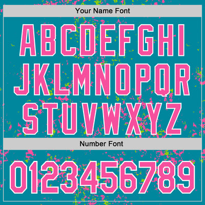 Custom Teal Pink Neon Green-White Fragment Pattern Bomber Full-Snap Varsity Letterman Hoodie Jacket