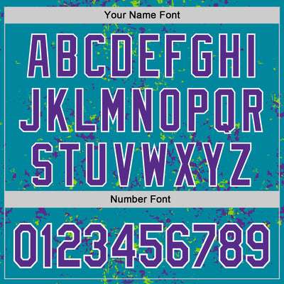 Custom Teal Purple Neon Green-White Fragment Pattern Bomber Full-Snap Varsity Letterman Hoodie Jacket