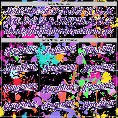 Custom Graffiti Pattern Purple Black-White Splash Bomber Full-Snap Varsity Letterman Hoodie Jacket