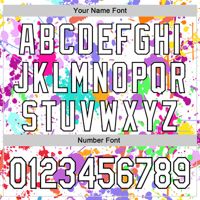 Custom Graffiti Pattern White Purple-Black Splash Bomber Full-Snap Varsity Letterman Hoodie Jacket