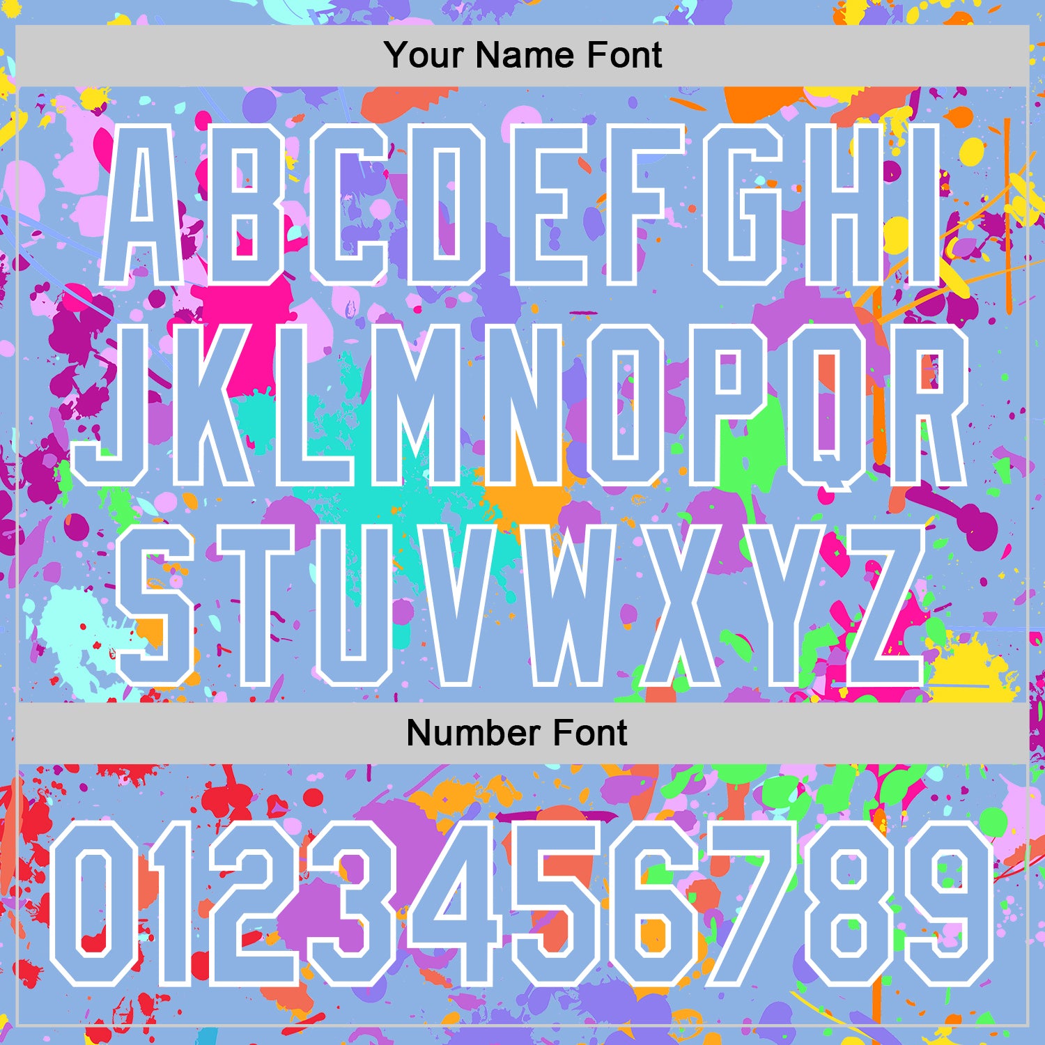 Custom Graffiti Pattern Light Blue-White Splash Bomber Full-Snap Varsity Letterman Hoodie Jacket