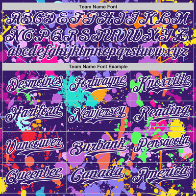 Custom Graffiti Pattern Purple-White Splash Bomber Full-Snap Varsity Letterman Hoodie Jacket