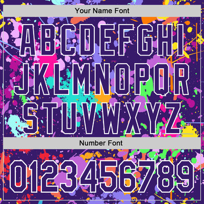 Custom Graffiti Pattern Purple-White Splash Bomber Full-Snap Varsity Letterman Hoodie Jacket