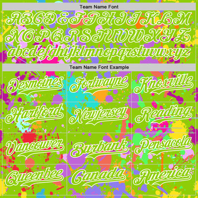 Custom Graffiti Pattern Neon Green-White Splash Bomber Full-Snap Varsity Letterman Hoodie Jacket