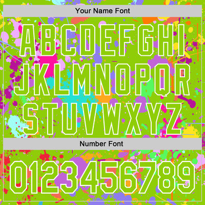 Custom Graffiti Pattern Neon Green-White Splash Bomber Full-Snap Varsity Letterman Hoodie Jacket