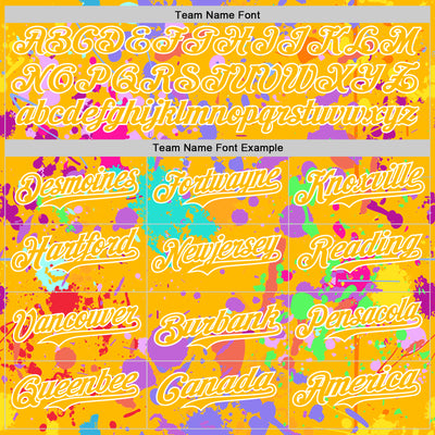 Custom Graffiti Pattern Gold-White Splash Bomber Full-Snap Varsity Letterman Hoodie Jacket