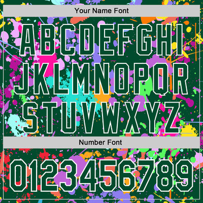 Custom Graffiti Pattern Kelly Green-White Splash Bomber Full-Snap Varsity Letterman Hoodie Jacket