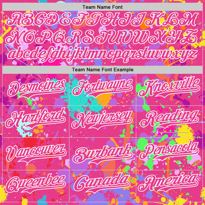 Custom Graffiti Pattern Pink-White Splash Bomber Full-Snap Varsity Letterman Hoodie Jacket