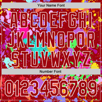 Custom Graffiti Pattern Red-White Splash Bomber Full-Snap Varsity Letterman Hoodie Jacket