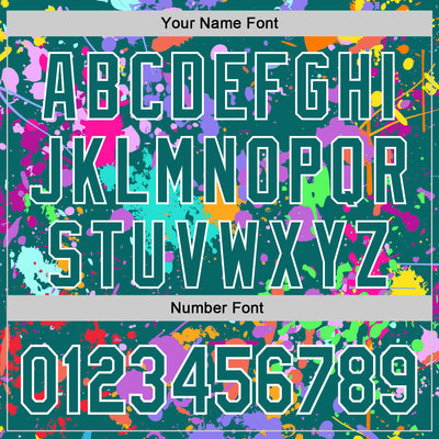 Custom Graffiti Pattern Teal-White Splash Bomber Full-Snap Varsity Letterman Hoodie Jacket