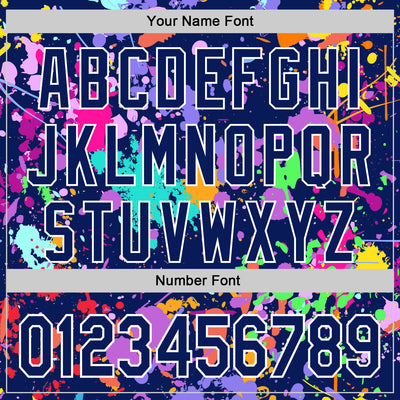 Custom Graffiti Pattern Royal-White Splash Bomber Full-Snap Varsity Letterman Hoodie Jacket