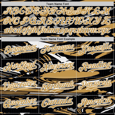 Custom Figure Old Gold Black-White Fluid Pattern Bomber Full-Snap Varsity Letterman Hoodie Jacket