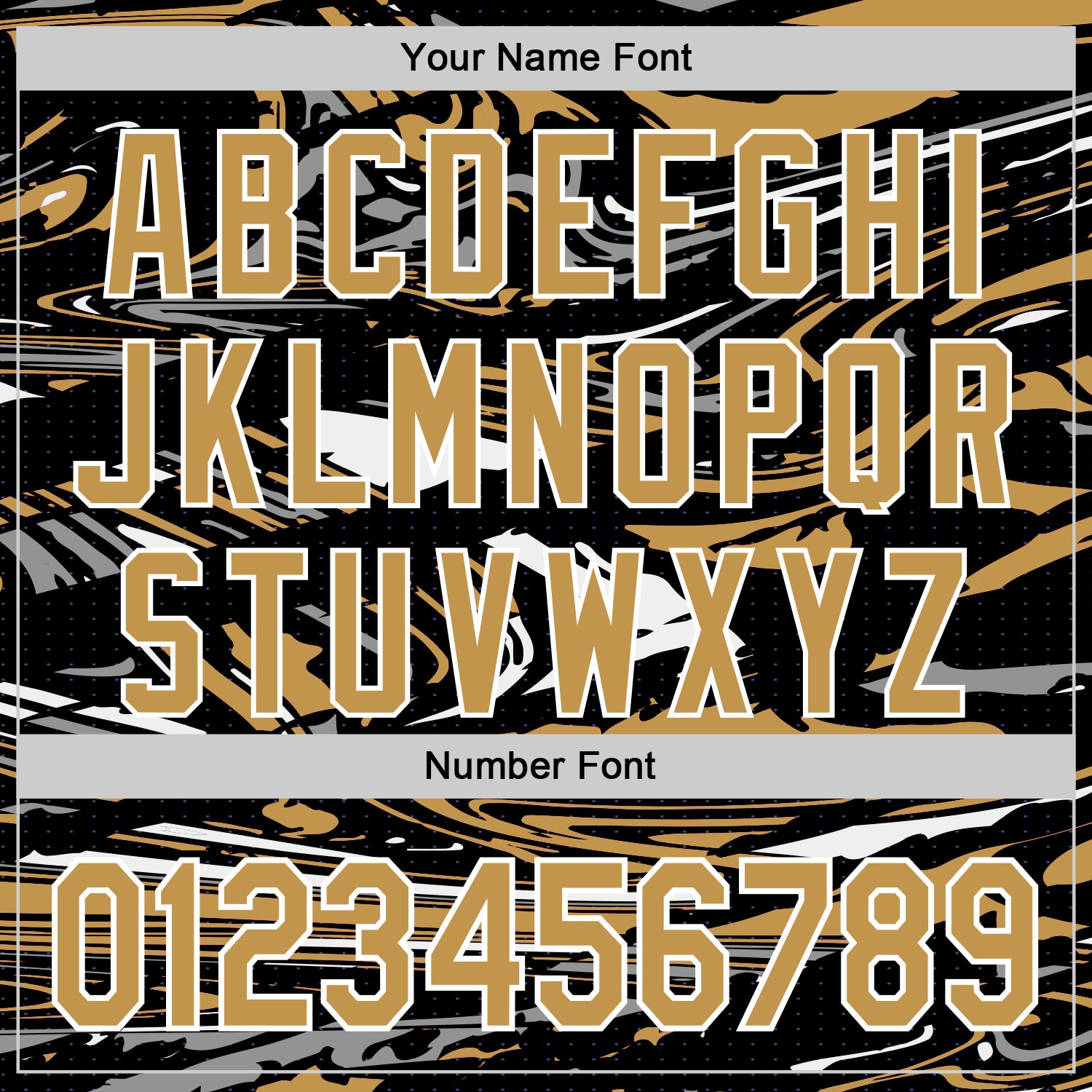 Custom Figure Old Gold Black-White Fluid Pattern Bomber Full-Snap Varsity Letterman Hoodie Jacket