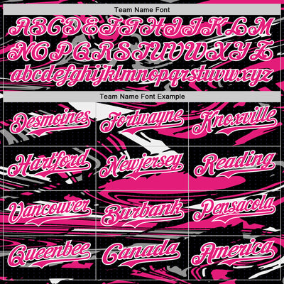 Custom Figure Hot Pink Black-White Fluid Pattern Bomber Full-Snap Varsity Letterman Hoodie Jacket