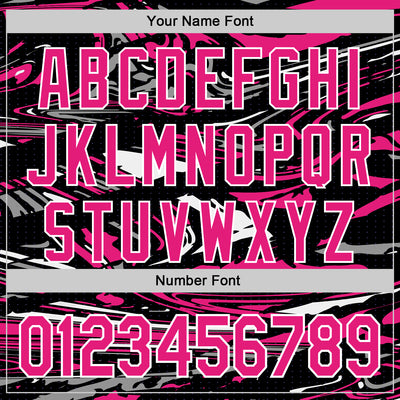 Custom Figure Hot Pink Black-White Fluid Pattern Bomber Full-Snap Varsity Letterman Hoodie Jacket