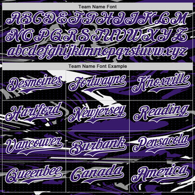 Custom Figure Purple Black-White Fluid Pattern Bomber Full-Snap Varsity Letterman Hoodie Jacket