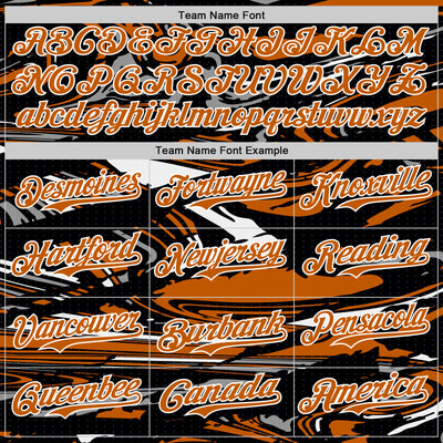 Custom Figure Texas Orange Black-White Fluid Pattern Bomber Full-Snap Varsity Letterman Hoodie Jacket