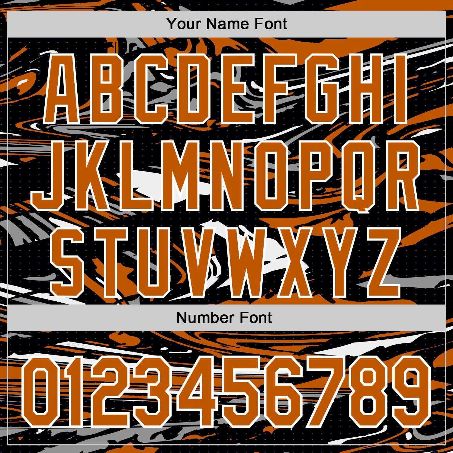 Custom Figure Texas Orange Black-White Fluid Pattern Bomber Full-Snap Varsity Letterman Hoodie Jacket