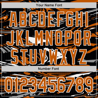 Custom Figure Texas Orange Black-White Fluid Pattern Bomber Full-Snap Varsity Letterman Hoodie Jacket