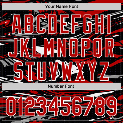 Custom Figure Red Black-White Fluid Pattern Bomber Full-Snap Varsity Letterman Hoodie Jacket