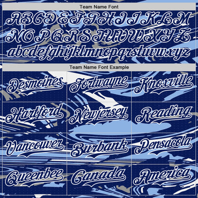 Custom Figure Royal Light Blue-White Fluid Pattern Bomber Full-Snap Varsity Letterman Hoodie Jacket