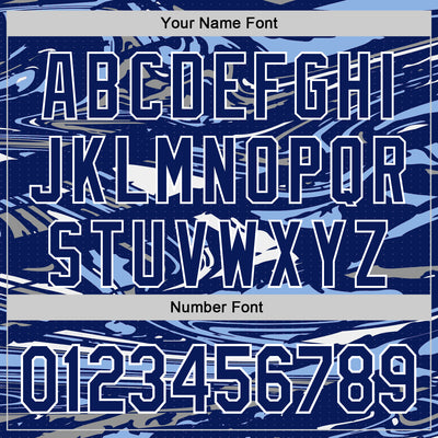 Custom Figure Royal Light Blue-White Fluid Pattern Bomber Full-Snap Varsity Letterman Hoodie Jacket