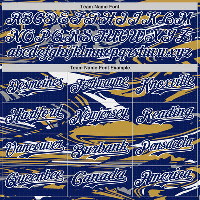 Custom Figure Royal Old Gold-White Fluid Pattern Bomber Full-Snap Varsity Letterman Hoodie Jacket