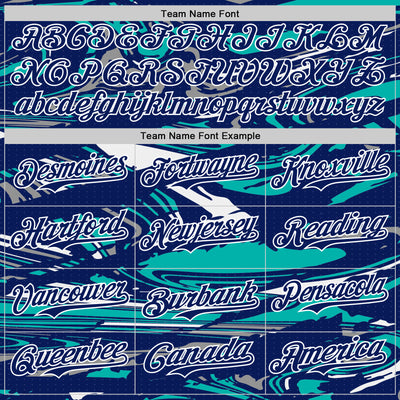 Custom Figure Royal Aqua-White Fluid Pattern Bomber Full-Snap Varsity Letterman Hoodie Jacket