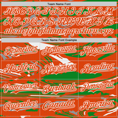 Custom Figure Orange Grass Green-White Fluid Pattern Bomber Full-Snap Varsity Letterman Hoodie Jacket