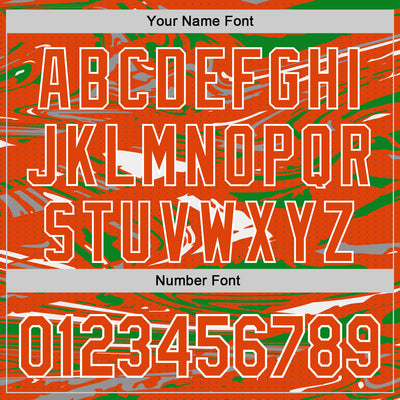 Custom Figure Orange Grass Green-White Fluid Pattern Bomber Full-Snap Varsity Letterman Hoodie Jacket