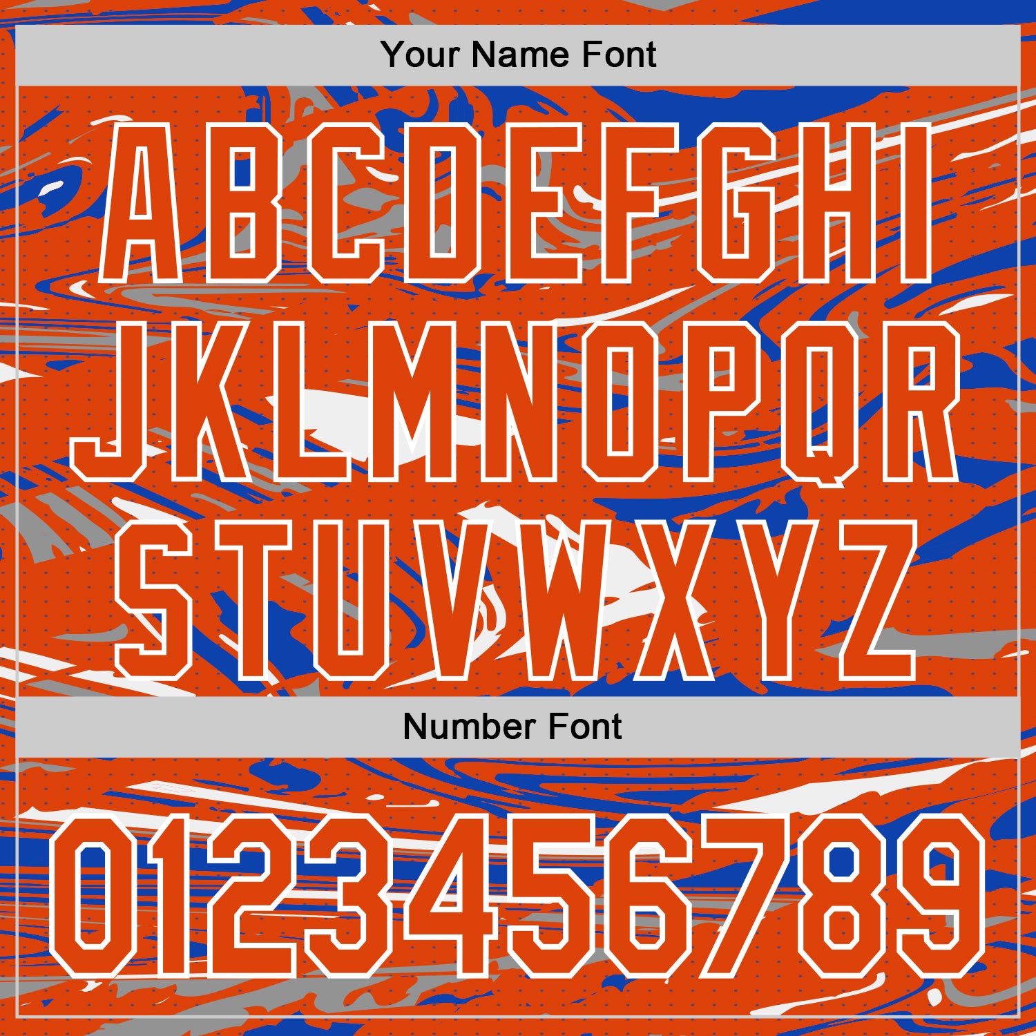 Custom Figure Orange Thunder Blue-White Fluid Pattern Bomber Full-Snap Varsity Letterman Hoodie Jacket