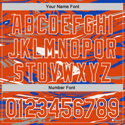 Custom Figure Orange Thunder Blue-White Fluid Pattern Bomber Full-Snap Varsity Letterman Hoodie Jacket