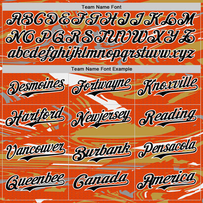 Custom Figure Black Orange Old Gold-White Fluid Pattern Bomber Full-Snap Varsity Letterman Hoodie Jacket