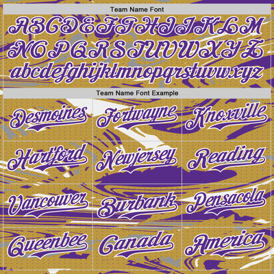 Custom Figure Purple Old Gold-White Fluid Pattern Bomber Full-Snap Varsity Letterman Hoodie Jacket