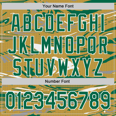 Custom Figure Kelly Green Old Gold Black-White Fluid Pattern Bomber Full-Snap Varsity Letterman Hoodie Jacket