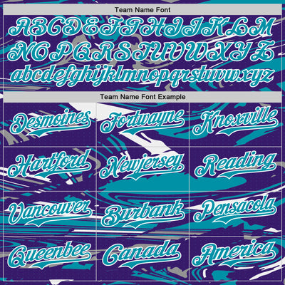 Custom Figure Teal Purple-White Fluid Pattern Bomber Full-Snap Varsity Letterman Hoodie Jacket