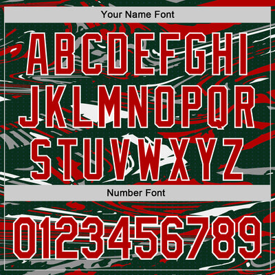 Custom Figure Red Green-White Fluid Pattern Bomber Full-Snap Varsity Letterman Hoodie Jacket