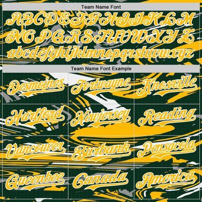 Custom Figure Gold Green-White Fluid Pattern Bomber Full-Snap Varsity Letterman Hoodie Jacket