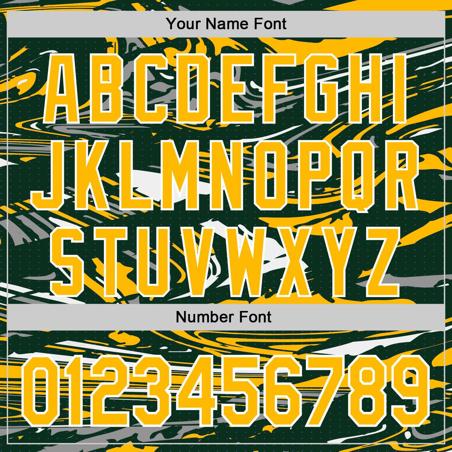 Custom Figure Gold Green-White Fluid Pattern Bomber Full-Snap Varsity Letterman Hoodie Jacket