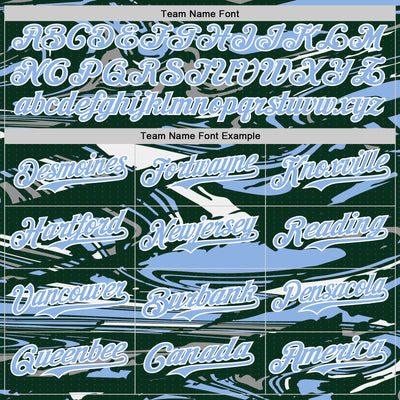 Custom Figure Light Blue Green-White Fluid Pattern Bomber Full-Snap Varsity Letterman Hoodie Jacket