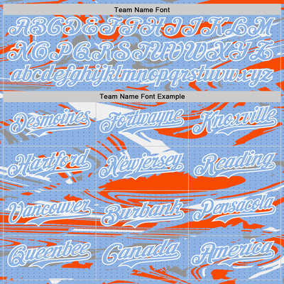 Custom Figure Light Blue Orange-White Fluid Pattern Bomber Full-Snap Varsity Letterman Hoodie Jacket