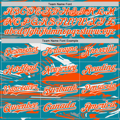 Custom Figure Orange Teal-White Fluid Pattern Bomber Full-Snap Varsity Letterman Hoodie Jacket