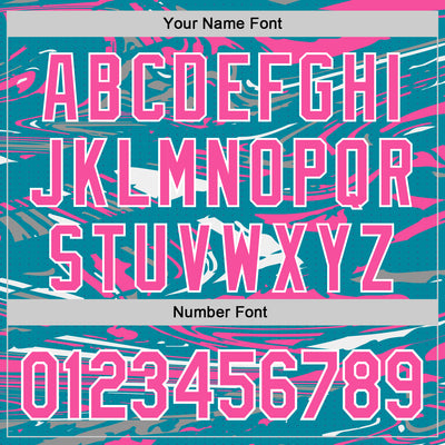 Custom Figure Pink Teal-White Fluid Pattern Bomber Full-Snap Varsity Letterman Hoodie Jacket