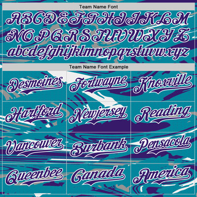 Custom Figure Purple Teal-White Fluid Pattern Bomber Full-Snap Varsity Letterman Hoodie Jacket