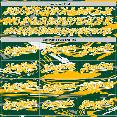 Custom Figure Gold Kelly Green-White Fluid Pattern Bomber Full-Snap Varsity Letterman Hoodie Jacket