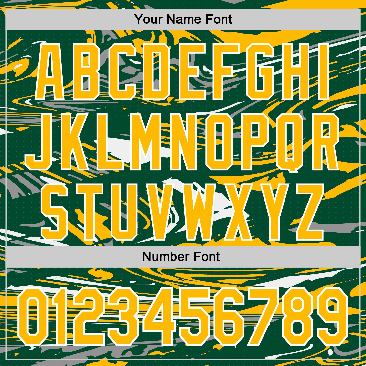 Custom Figure Gold Kelly Green-White Fluid Pattern Bomber Full-Snap Varsity Letterman Hoodie Jacket