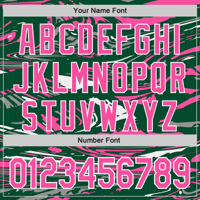 Custom Figure Pink Kelly Green-White Fluid Pattern Bomber Full-Snap Varsity Letterman Hoodie Jacket