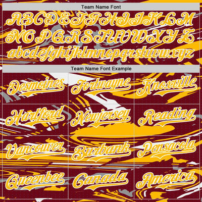 Custom Figure Gold Crimson-White Fluid Pattern Bomber Full-Snap Varsity Letterman Hoodie Jacket