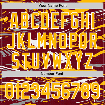 Custom Figure Gold Crimson-White Fluid Pattern Bomber Full-Snap Varsity Letterman Hoodie Jacket